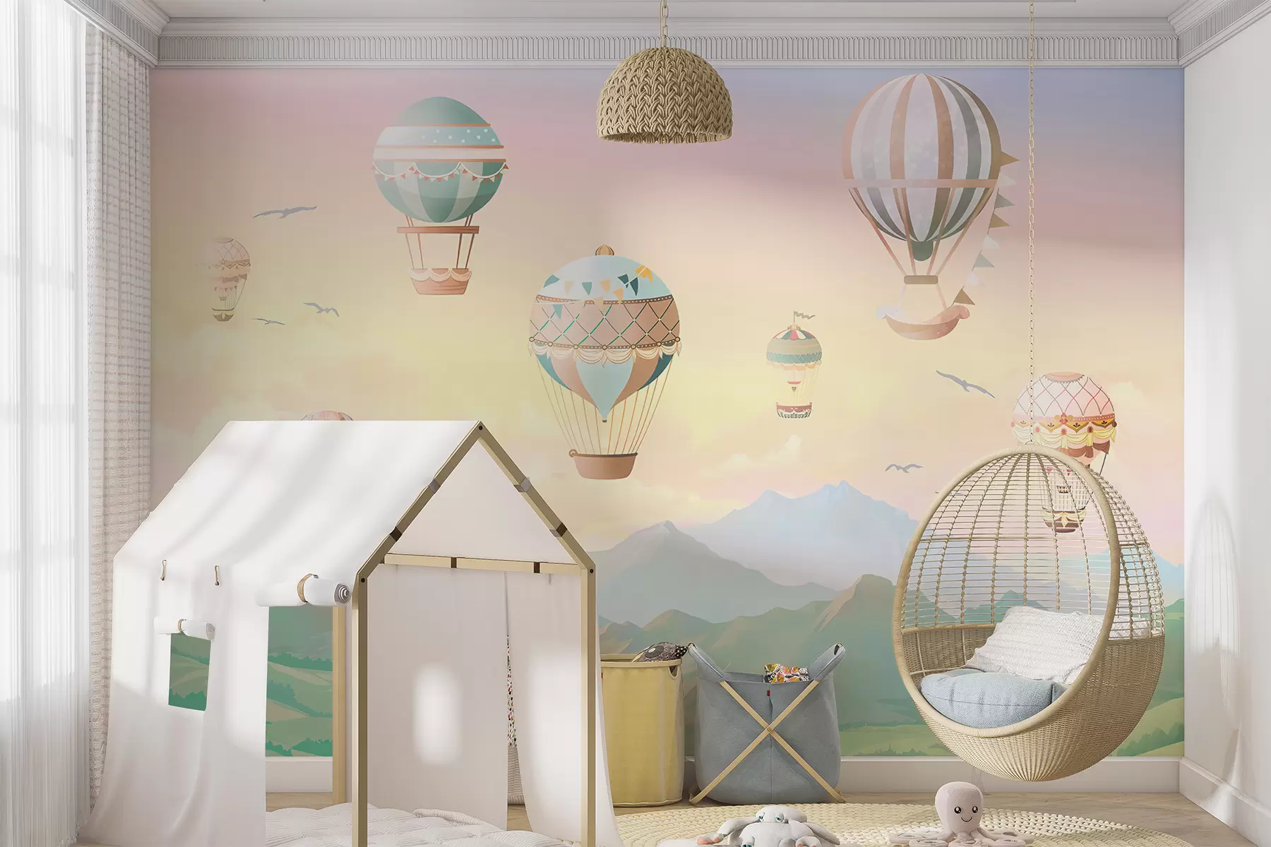murais de parede Um vale de conto de fadas com balões u94137