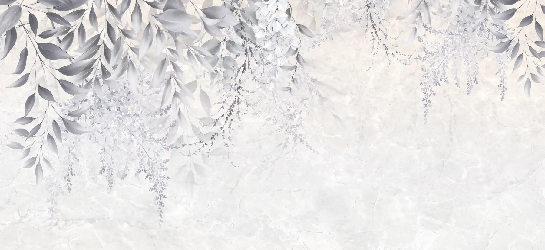 murais de parede Folhas cinzas com flores u94228