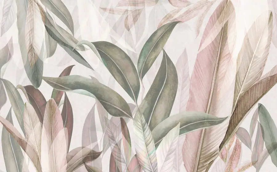 murais de parede Folhas de palmeira verde e rosa u94302