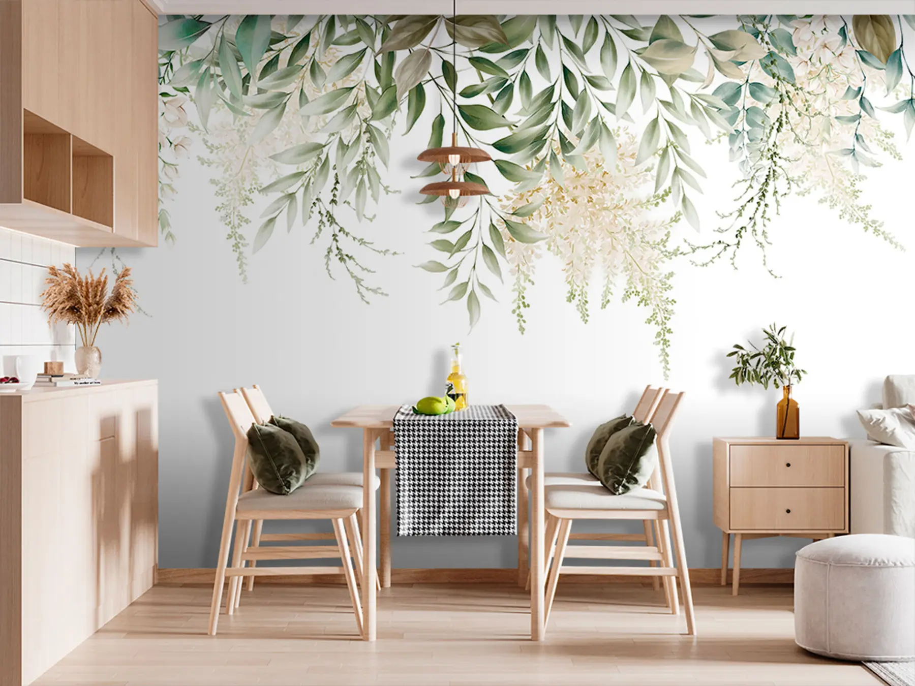 murais de parede Quadro floral com verdes aquarela u94197
