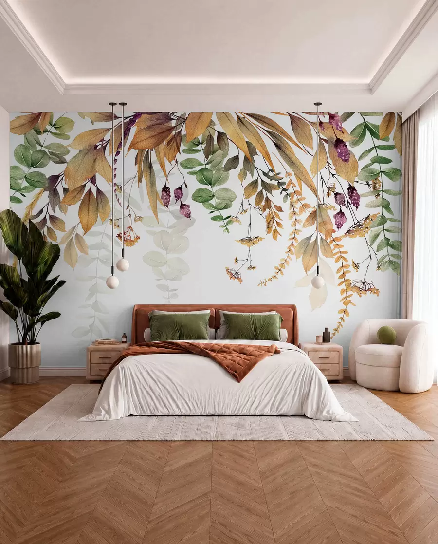 murais de parede Quadro floral com folhas de outono u94198