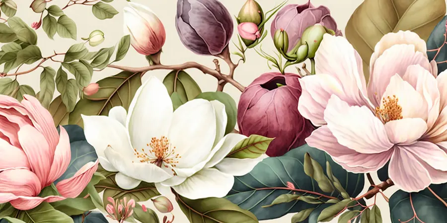 murais de parede Pincel de luz de flores em aquarela u70654