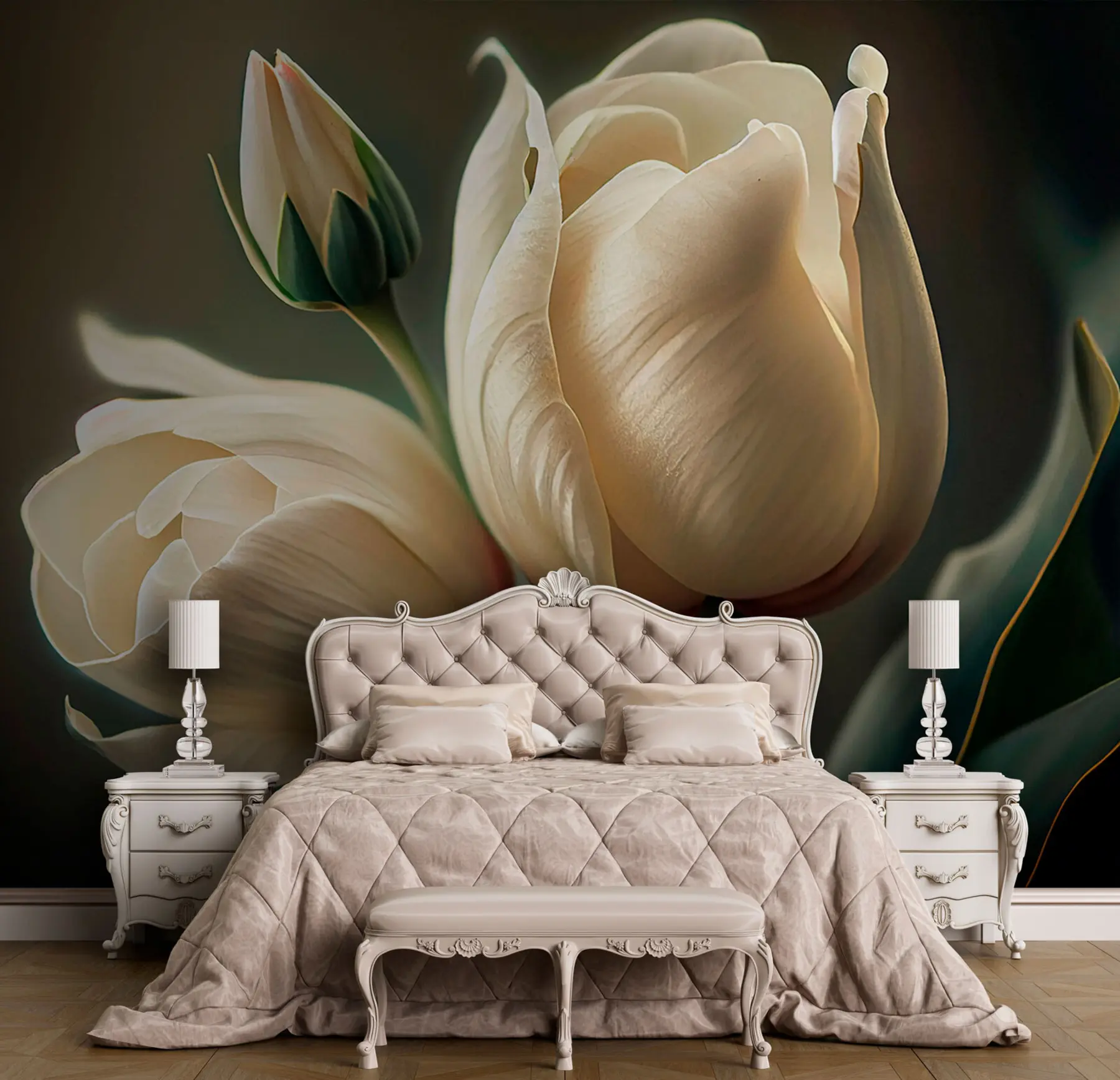 murais de parede Detalhe de tulipas brancas u94253