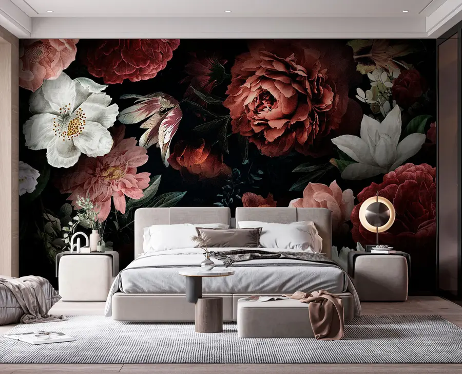murais de parede Design de rosa com efeito aquarela u94330