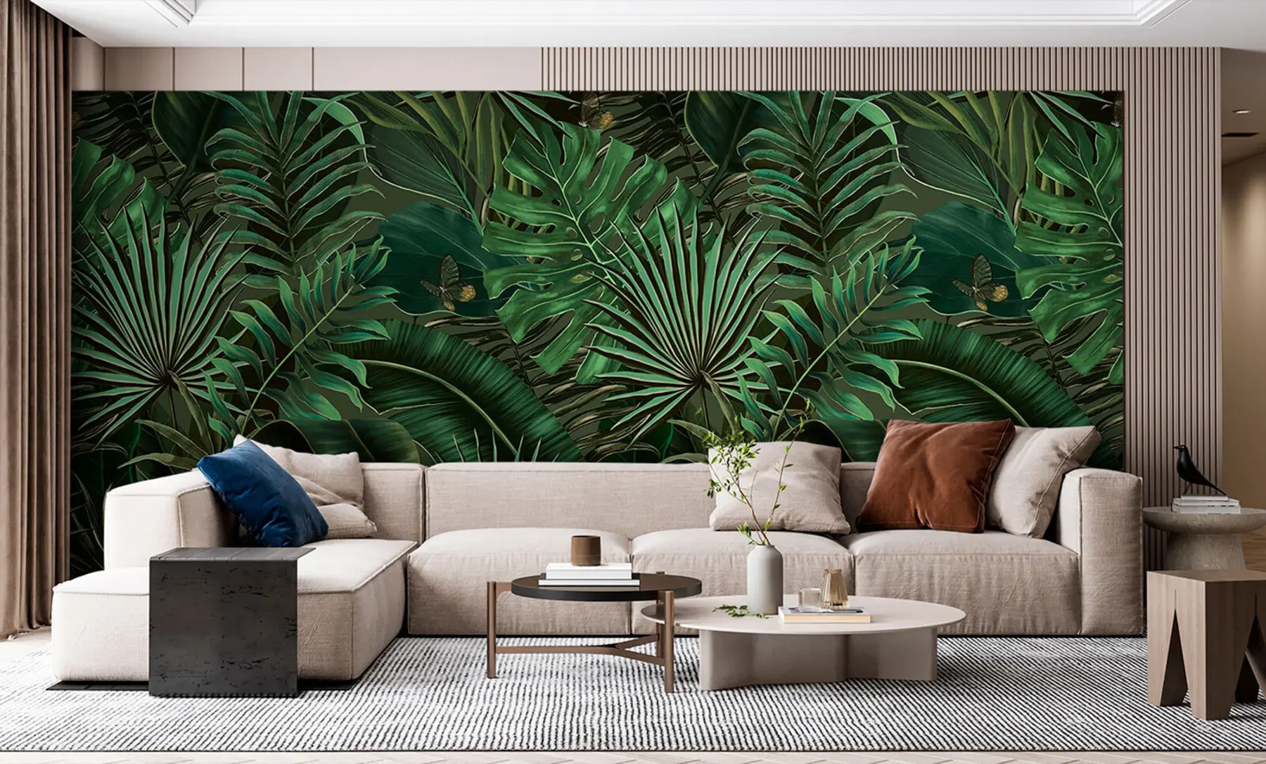 murais de parede Padrão tropical com palma verde tropical, folhas de bananeira u94341