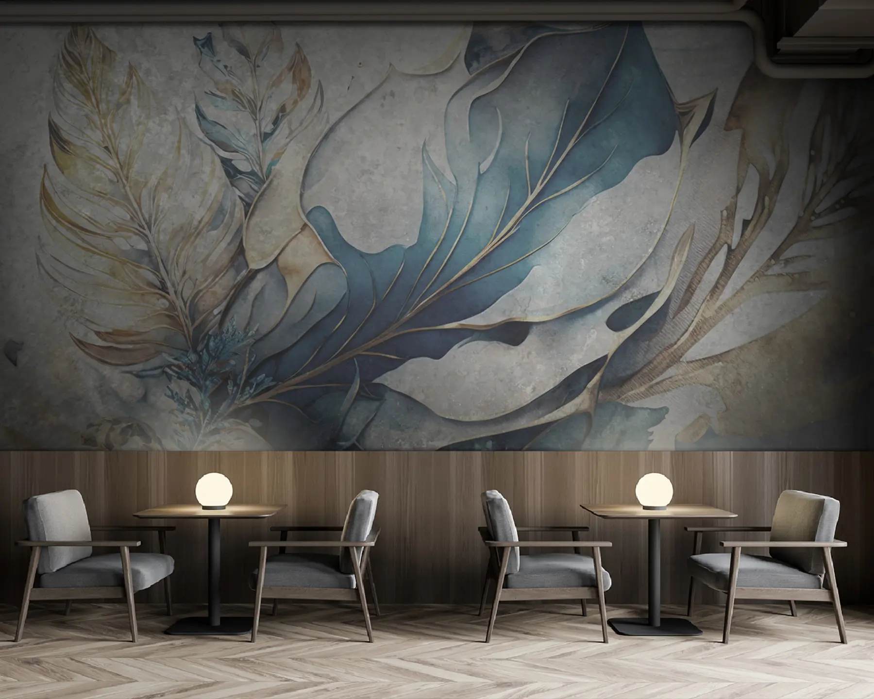 murais de parede Grandes flores em aquarela em uma parede de concreto u93998