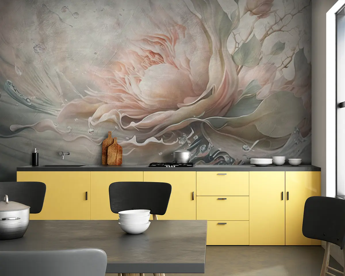 murais de parede Grande rosa aquarela desenhada à mão u94002