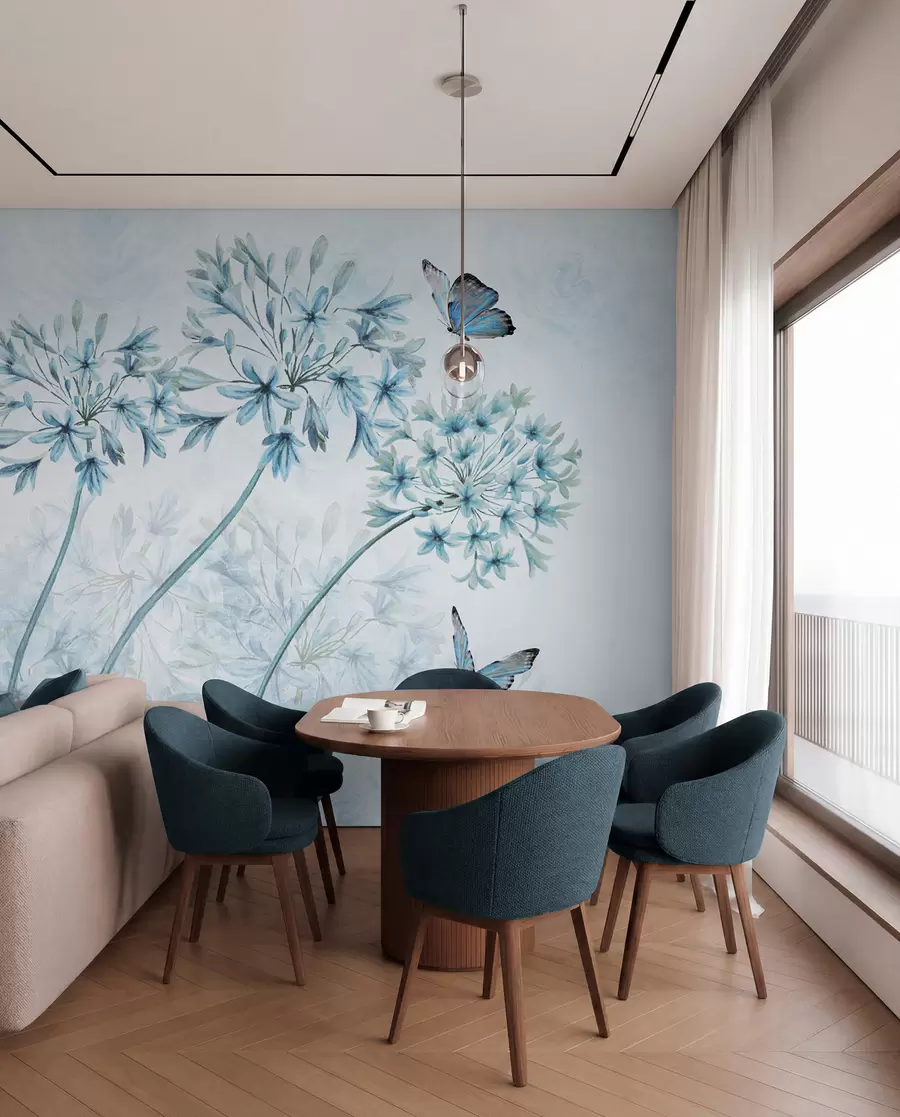 murais de parede Planta, flor e azul u35495
