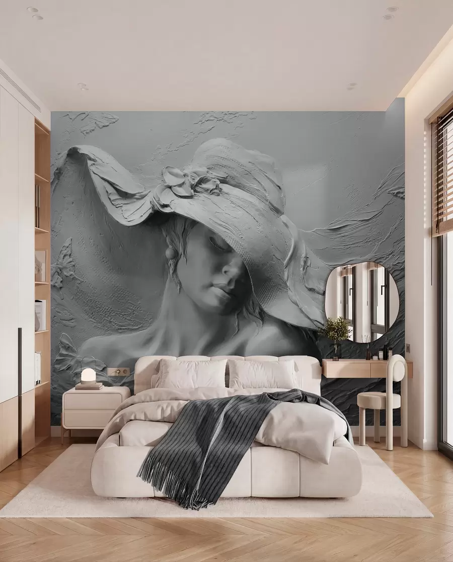 murais de parede Mulher em um chapéu 3D u62592