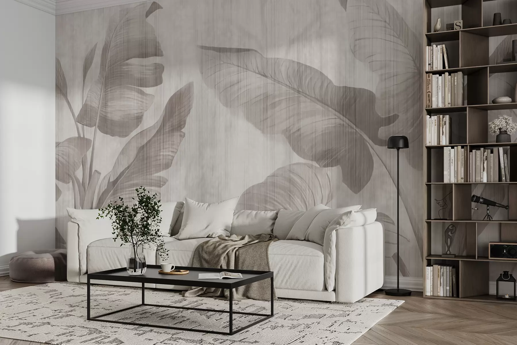 murais de parede Folhas tropicais em estilo grunge u00299