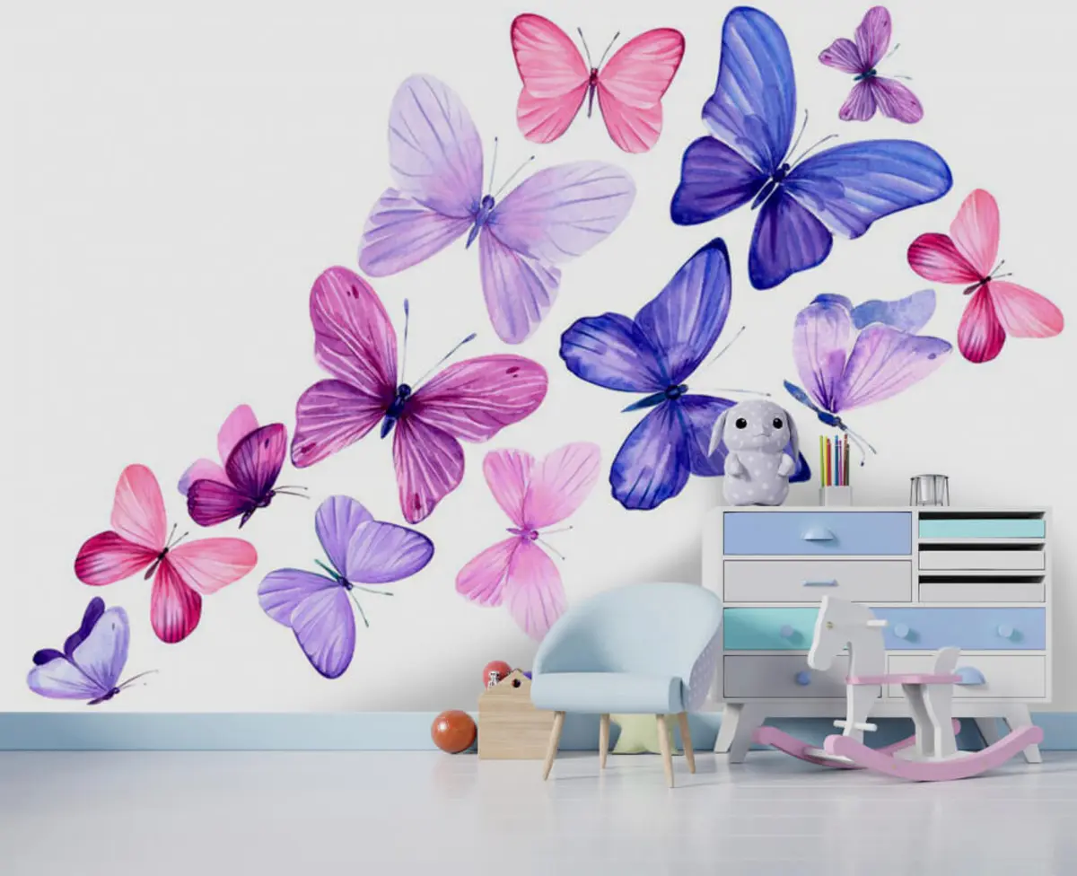 murais de parede Flor, branca e roxa u01052