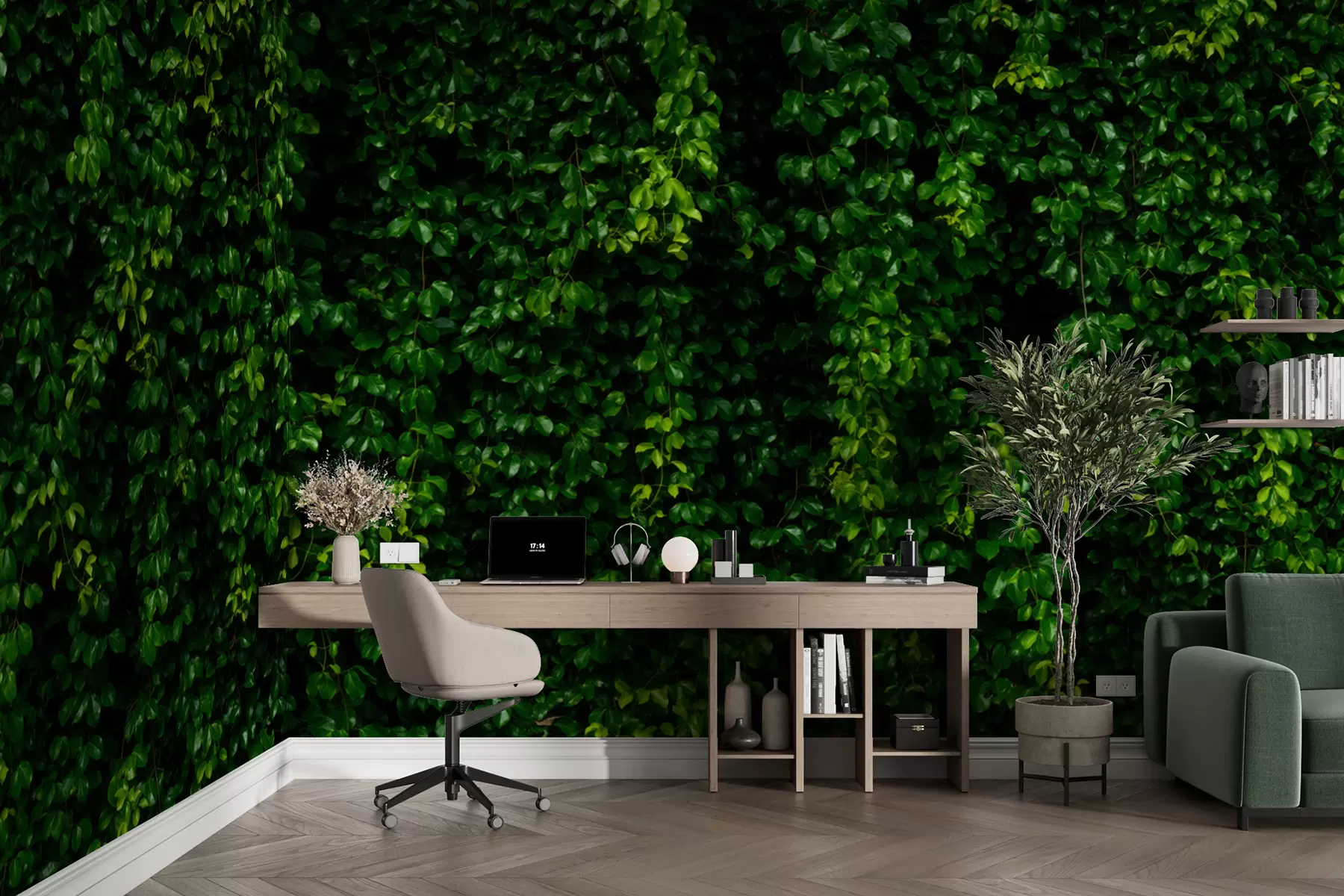 murais de parede folha tropical verde escuro u94381