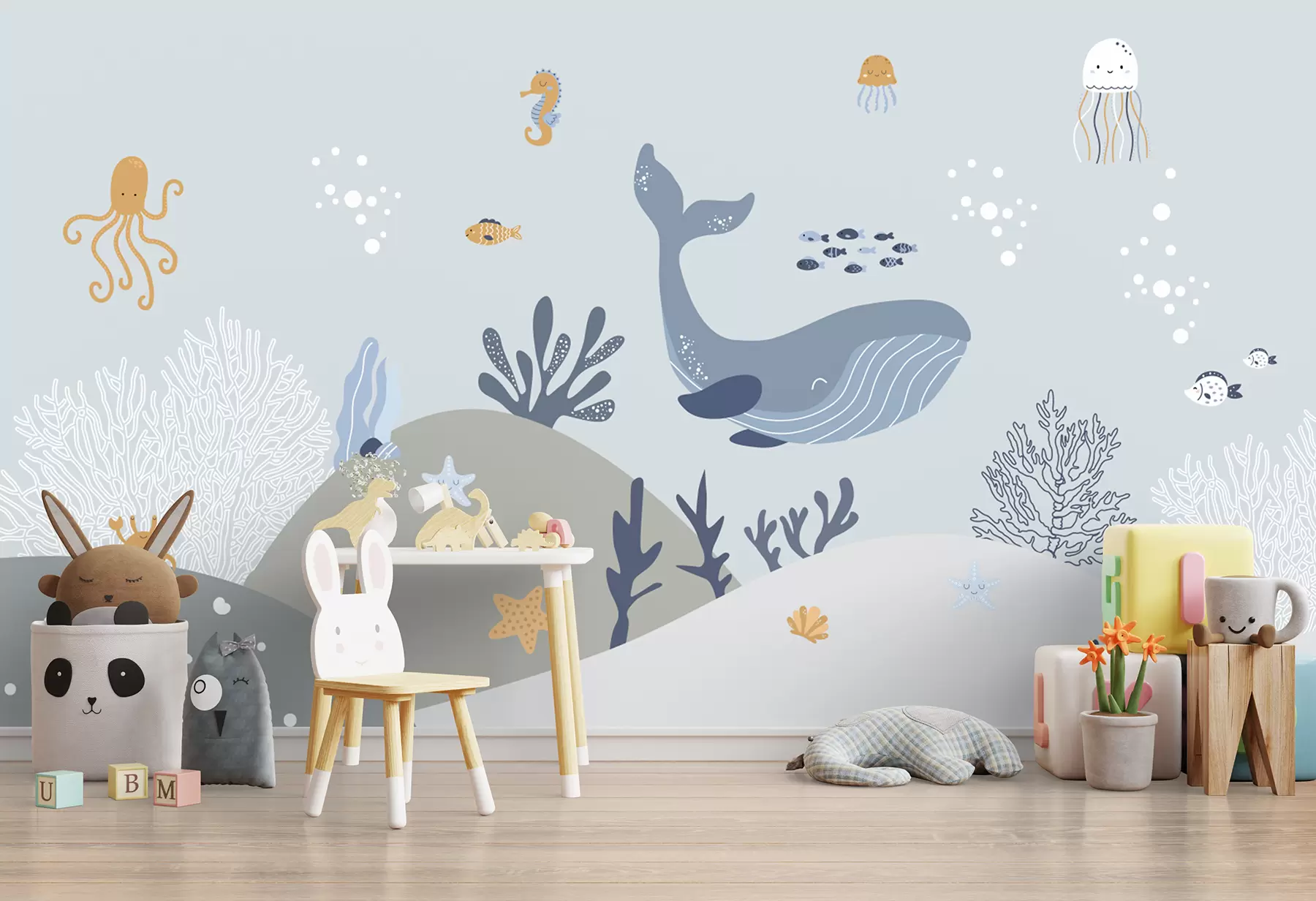 murais de parede Vida marinha, baleia fofa u94308