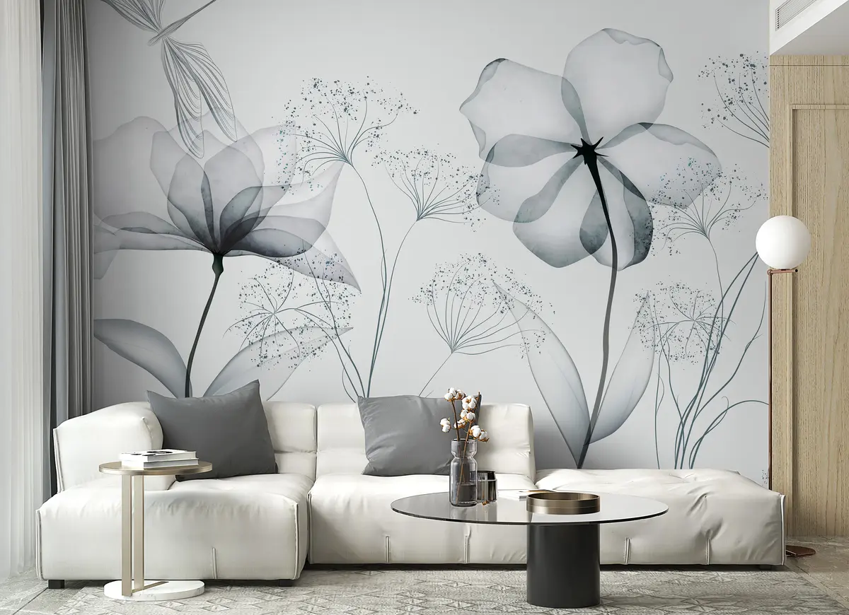 murais de parede Flores e plantas em estilo aquarela u94319