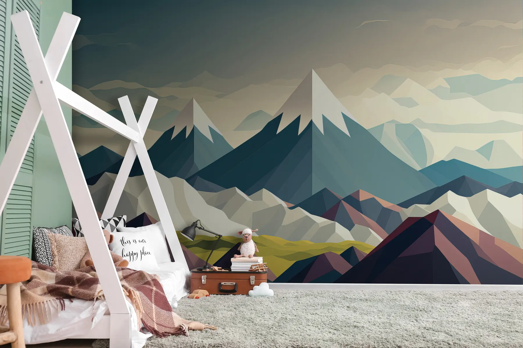 murais de parede paisagem de montanha geométrica u94764