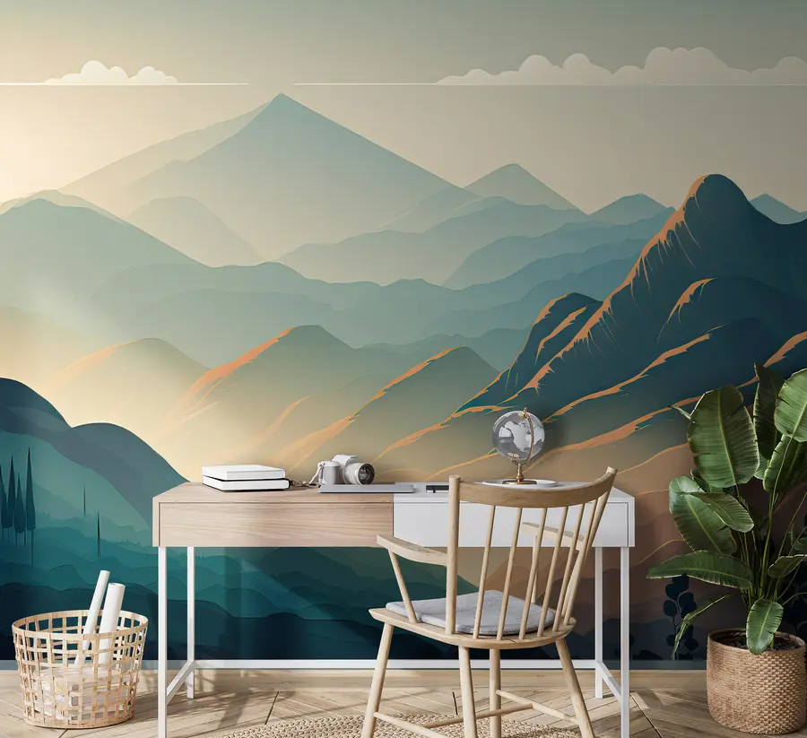 murais de parede montanhas esfumaçadas u94770