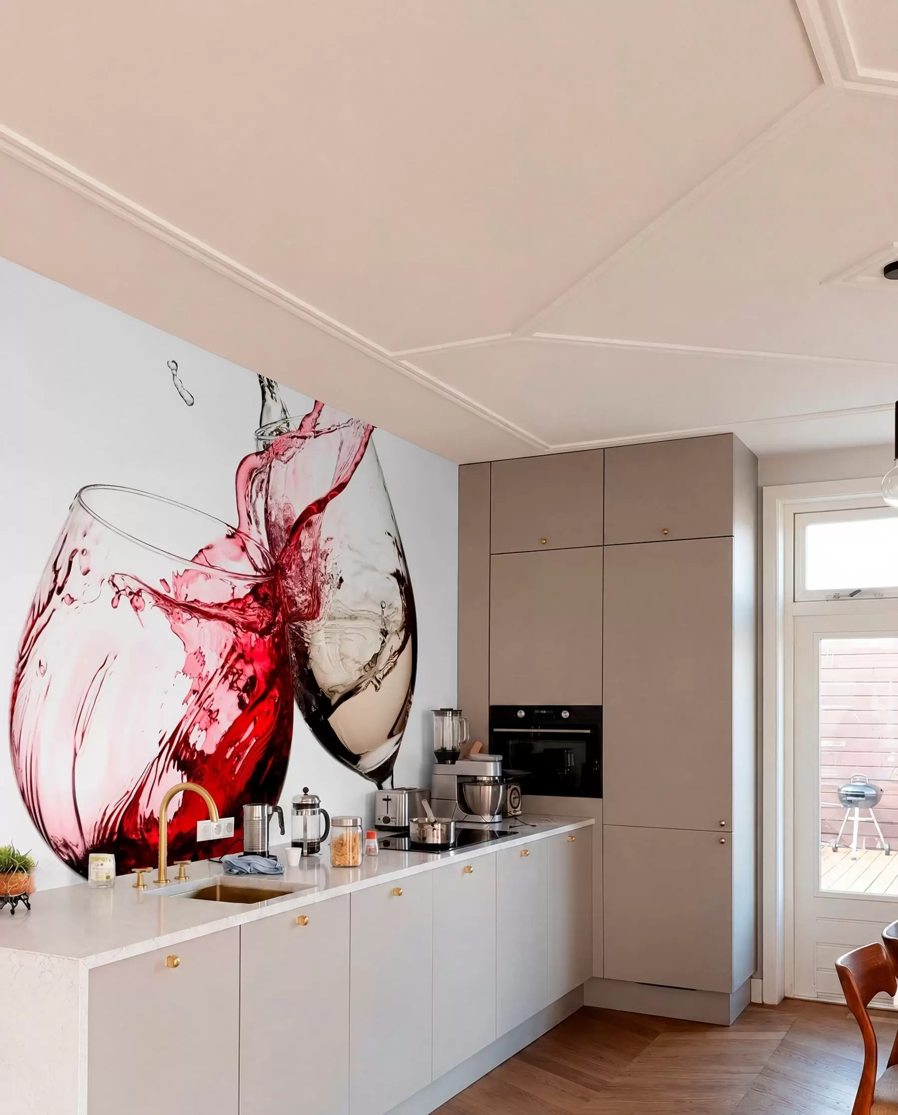 murais de parede Vinho branco e tinto em taças u75563