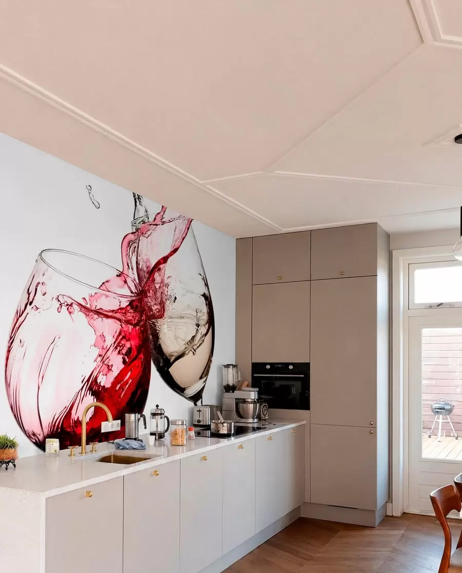 murais de parede Vinho branco e tinto em taças u75563