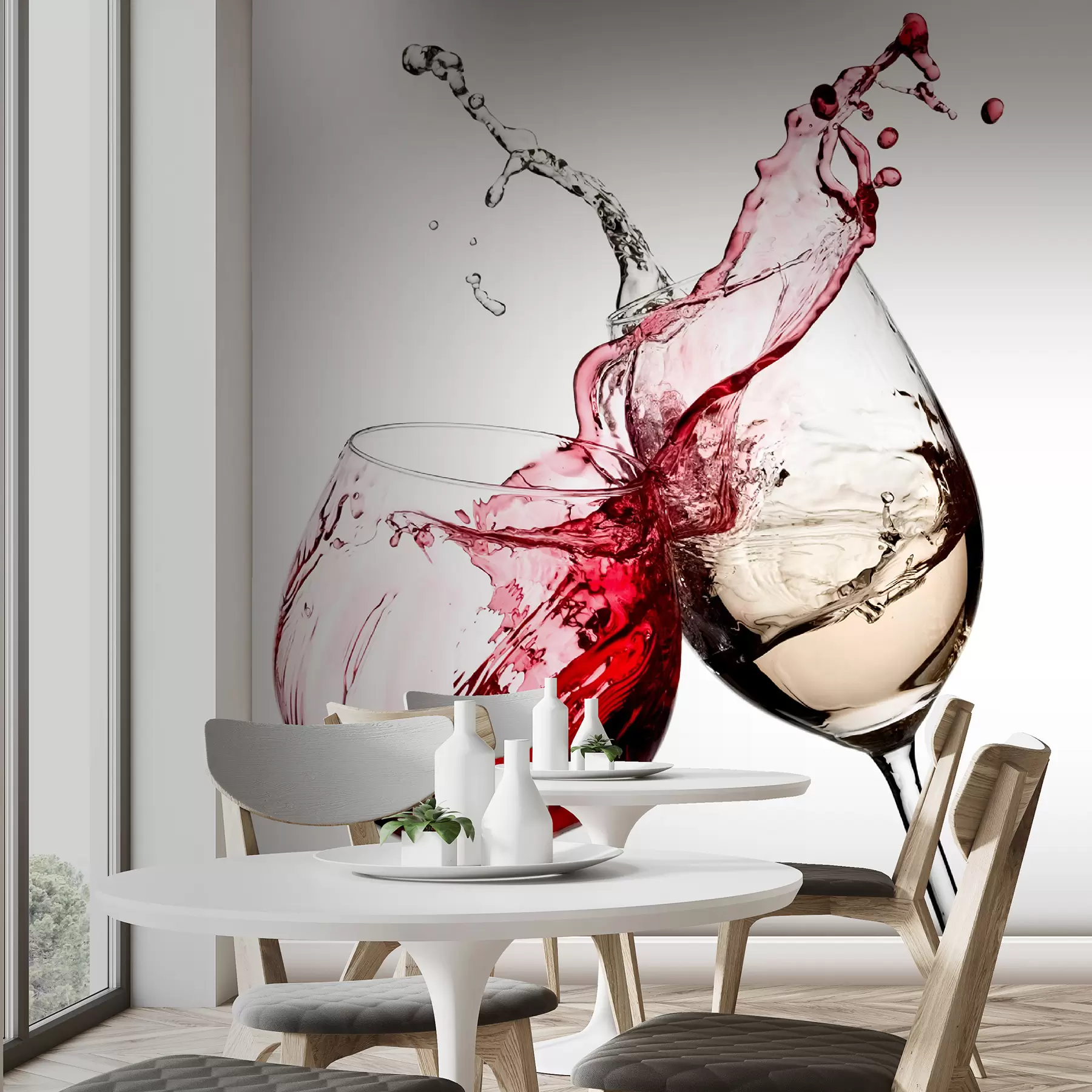 murais de parede Vinho branco e tinto em taças u75563