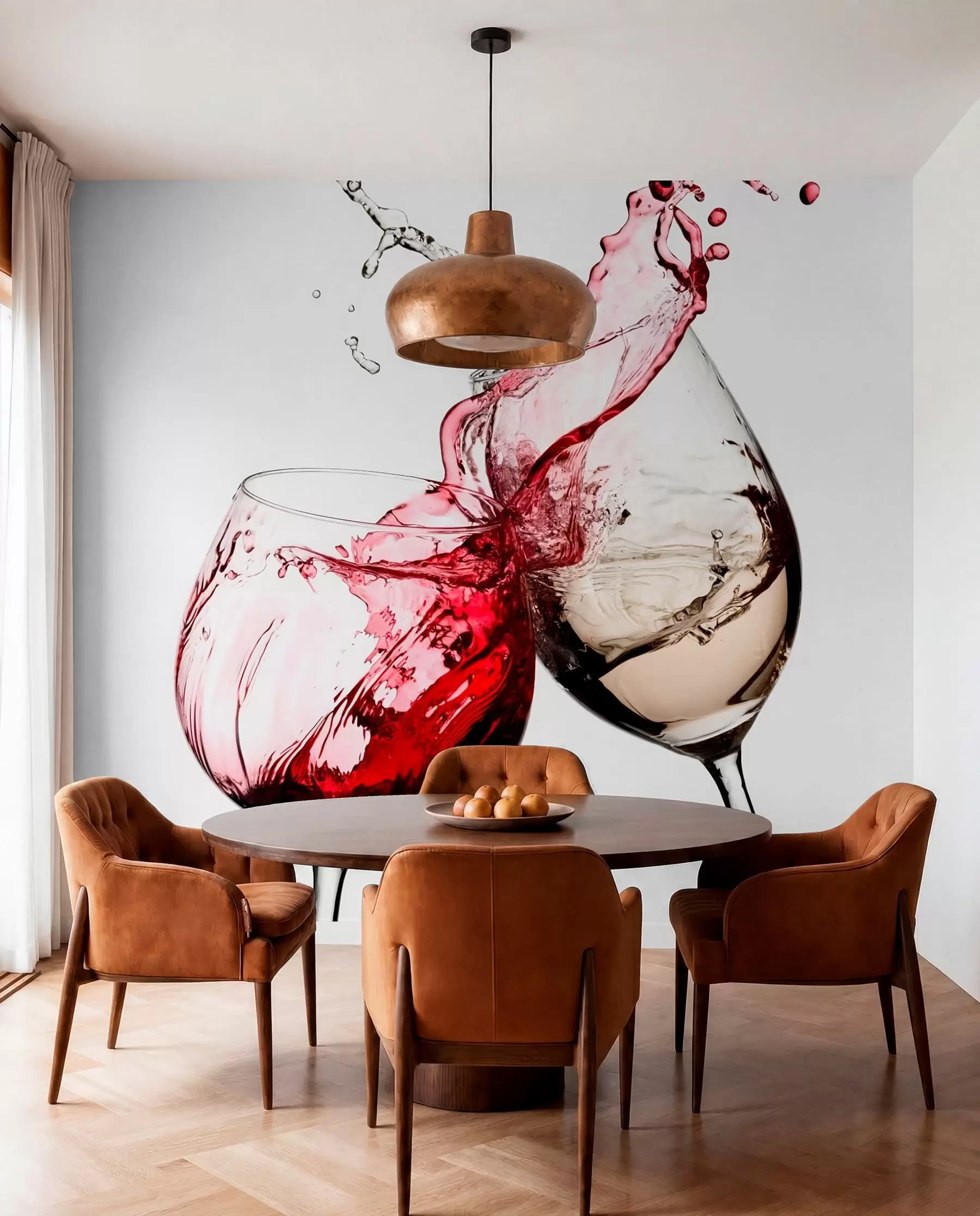 murais de parede Vinho branco e tinto em taças u75563
