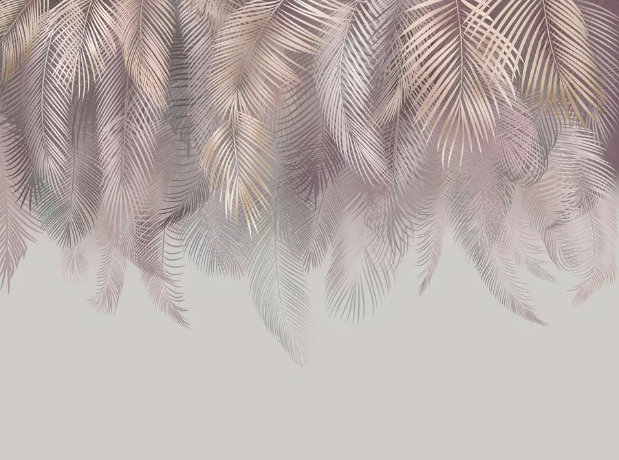 murais de parede Folhas de palmeira cor-de-rosa u94375