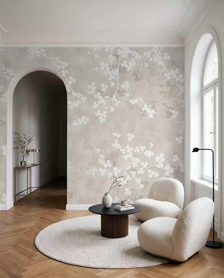 murais de parede Galhos e flores frágeis brancos u94458