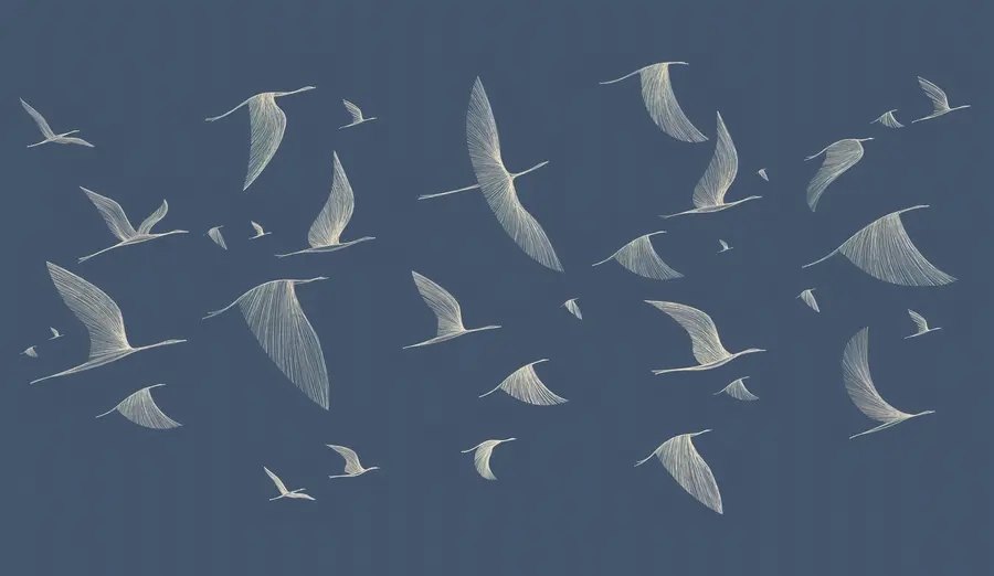 murais de parede Aves ligeiras abstractas sobre um fundo azul u94616