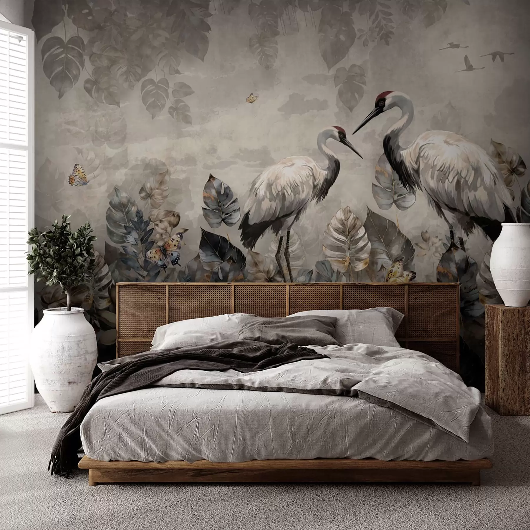 murais de parede Dois guindastes em uma textura grunge u94625