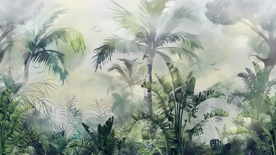 murais de parede Selva tropical com palmeiras u94632
