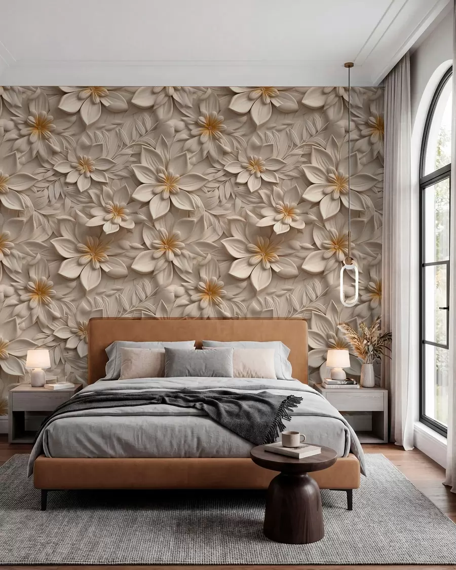 murais de parede Dispersão de flores brancas com efeito 3D u95251