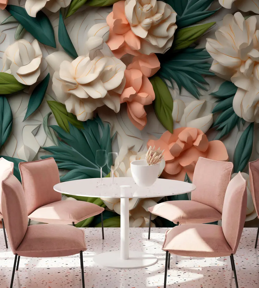 murais de parede plantas abstratas 3D u95592