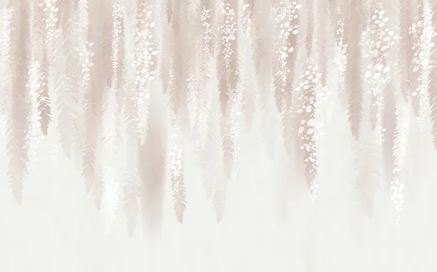 murais de parede Ramos de salgueiro rosa com flores brancas u95047