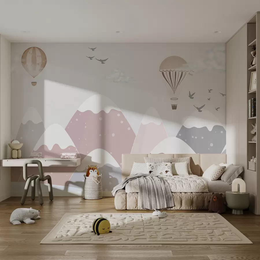 murais de parede Montanhas nevadas rosa com bolas u95232