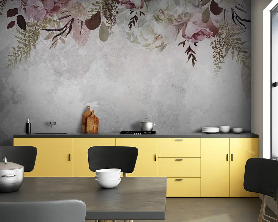 murais de parede Flores delicadas em um fundo aquarela u95608