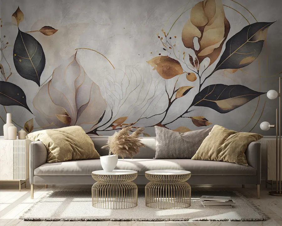 murais de parede Folhas delicadas em estilo loft u95646