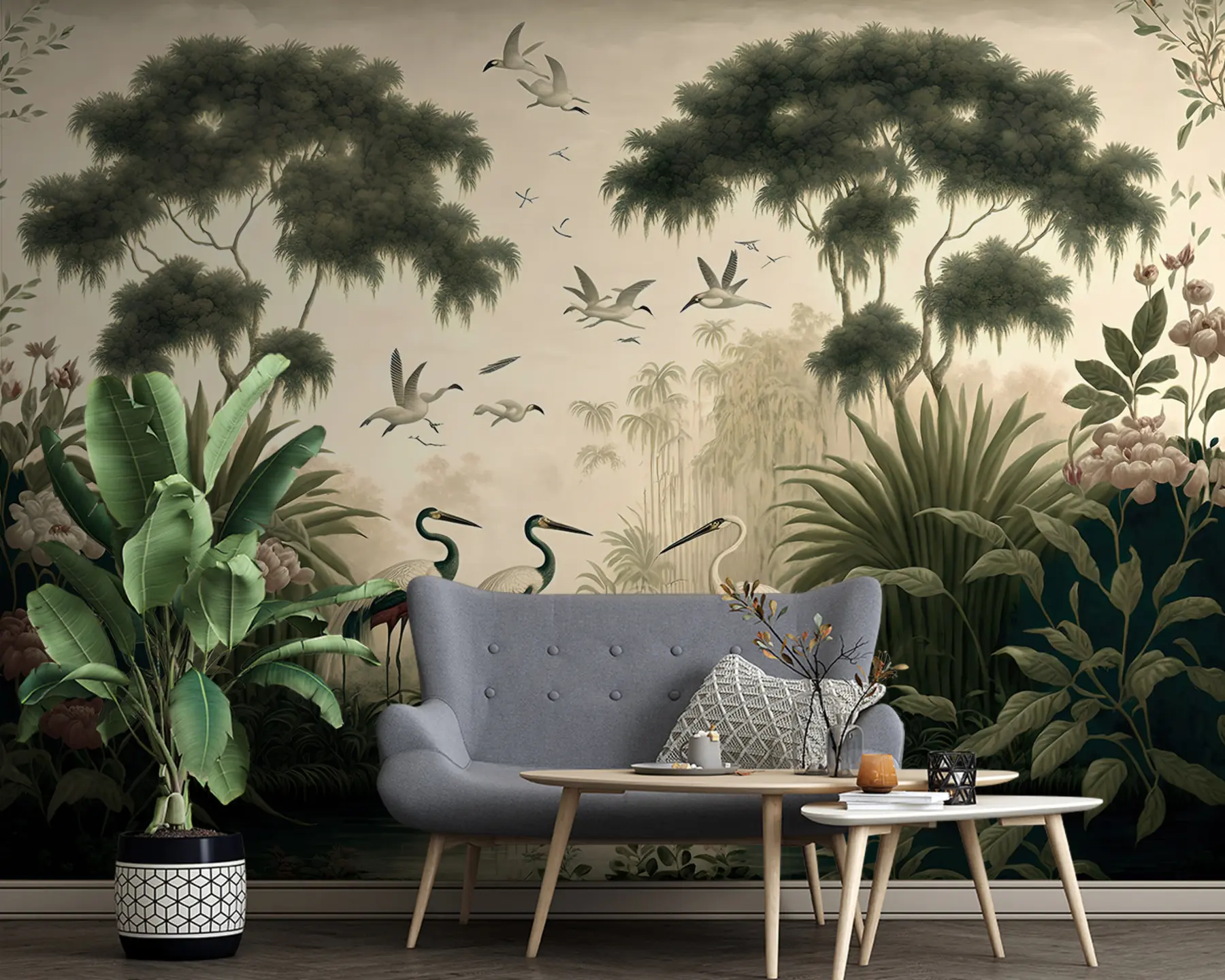 murais de parede pássaros na floresta tropical u95653