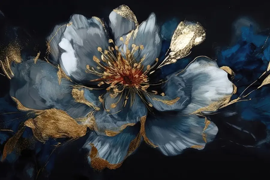 murais de parede Grande flor azul com nervuras u95657