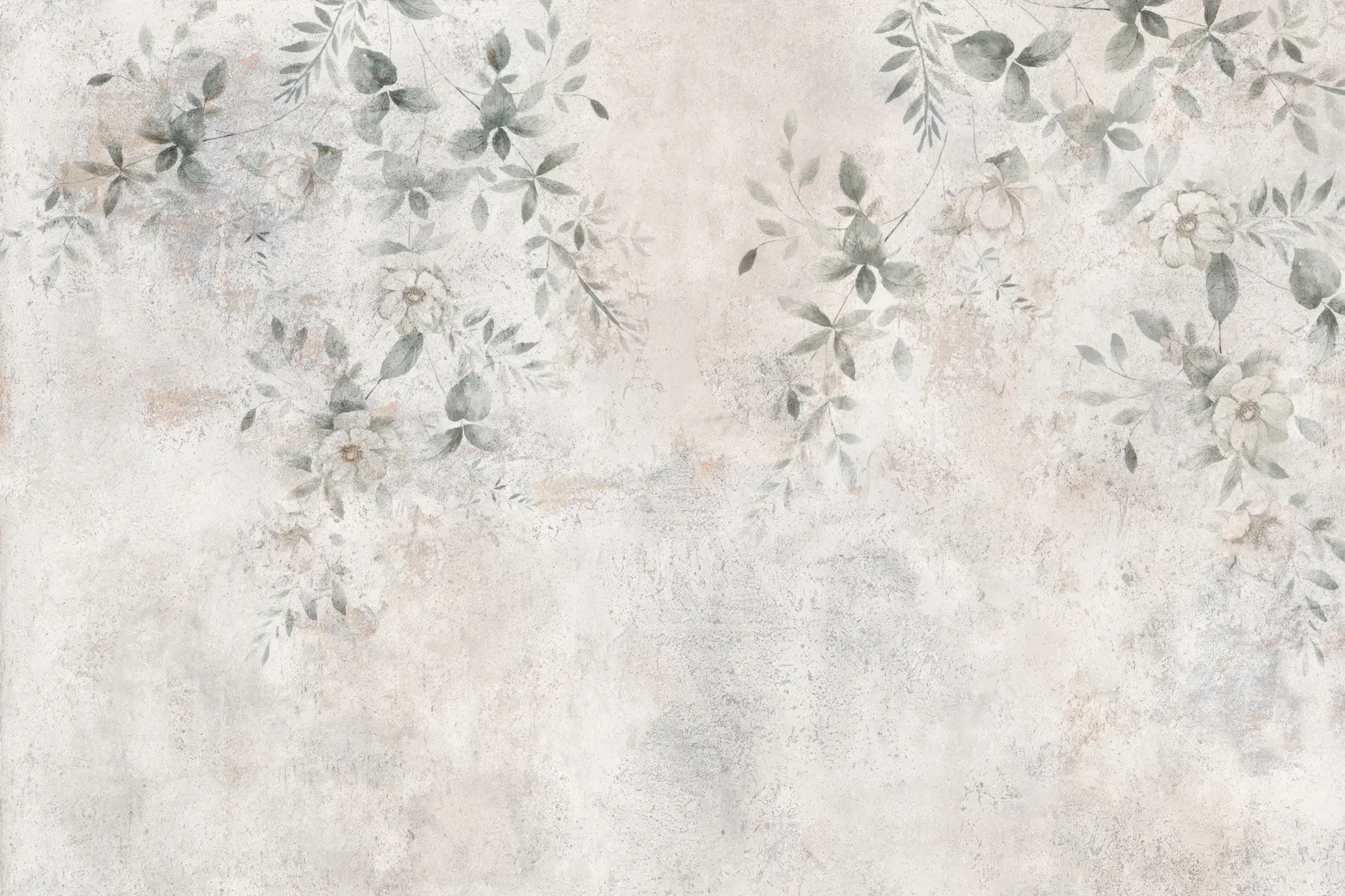 murais de parede Flores com ramos no minimalismo concreto do fundo do grunge u96140