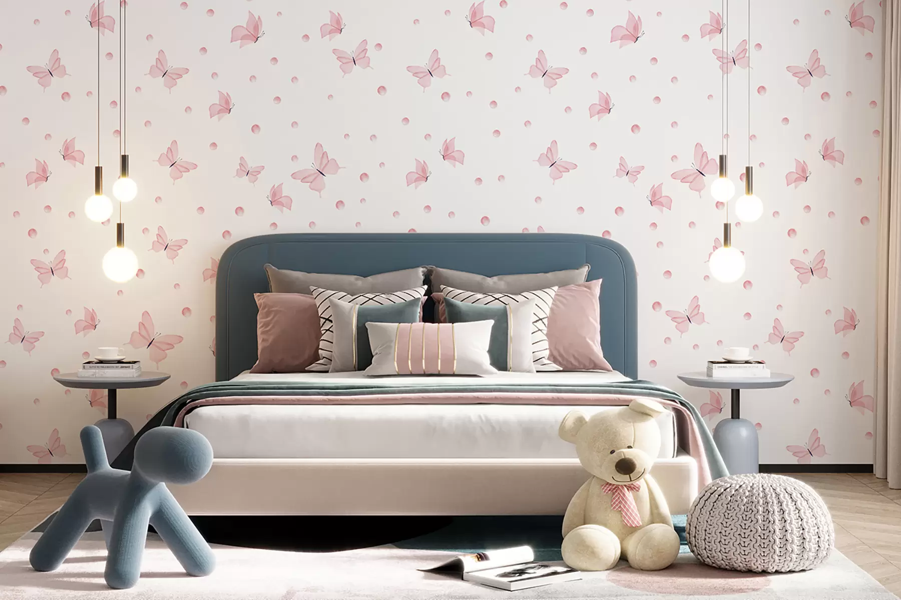 murais de parede borboletas rosa aquarela u96109