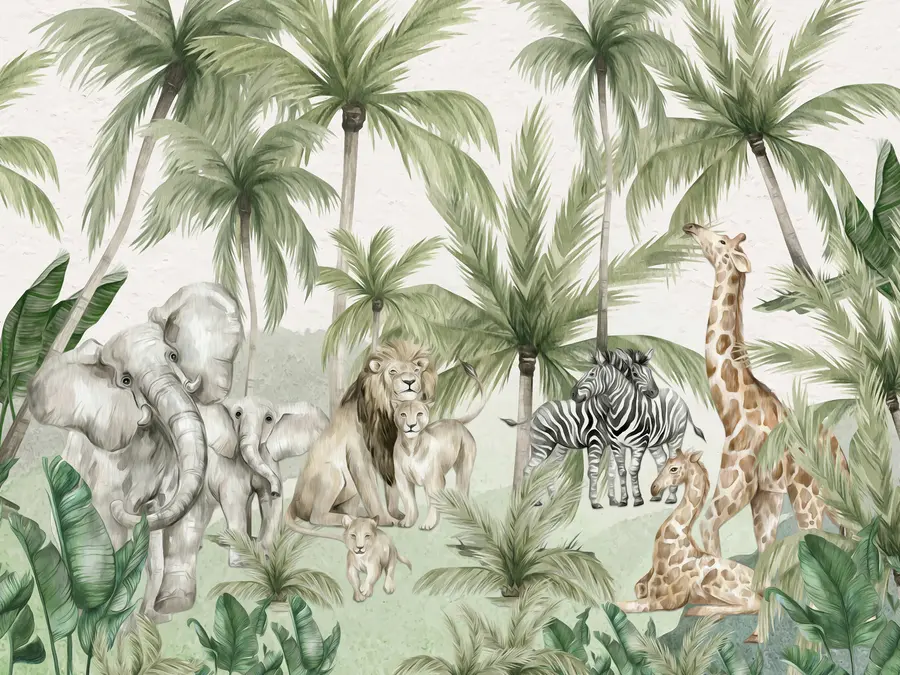 murais de parede Floresta tropical com animais u96255
