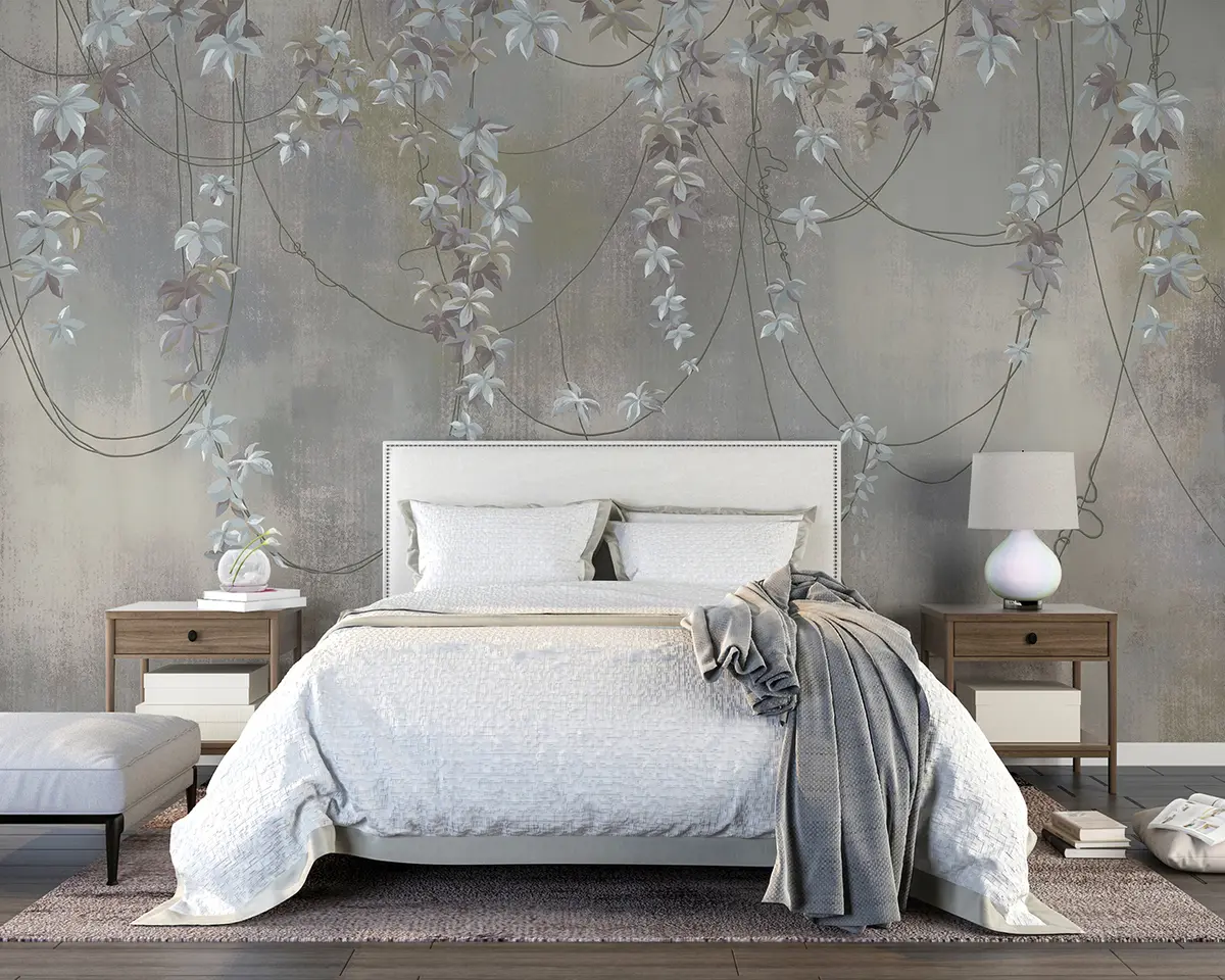 murais de parede Galhos pendurados com folhas e flores u95926