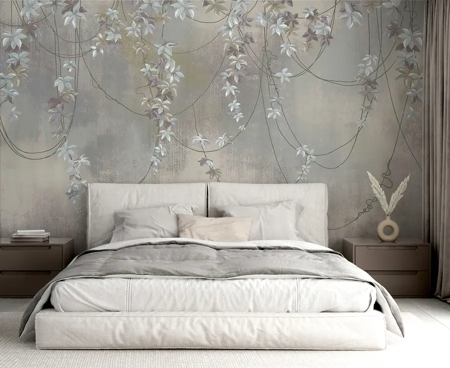 murais de parede Galhos pendurados com folhas e flores u95926