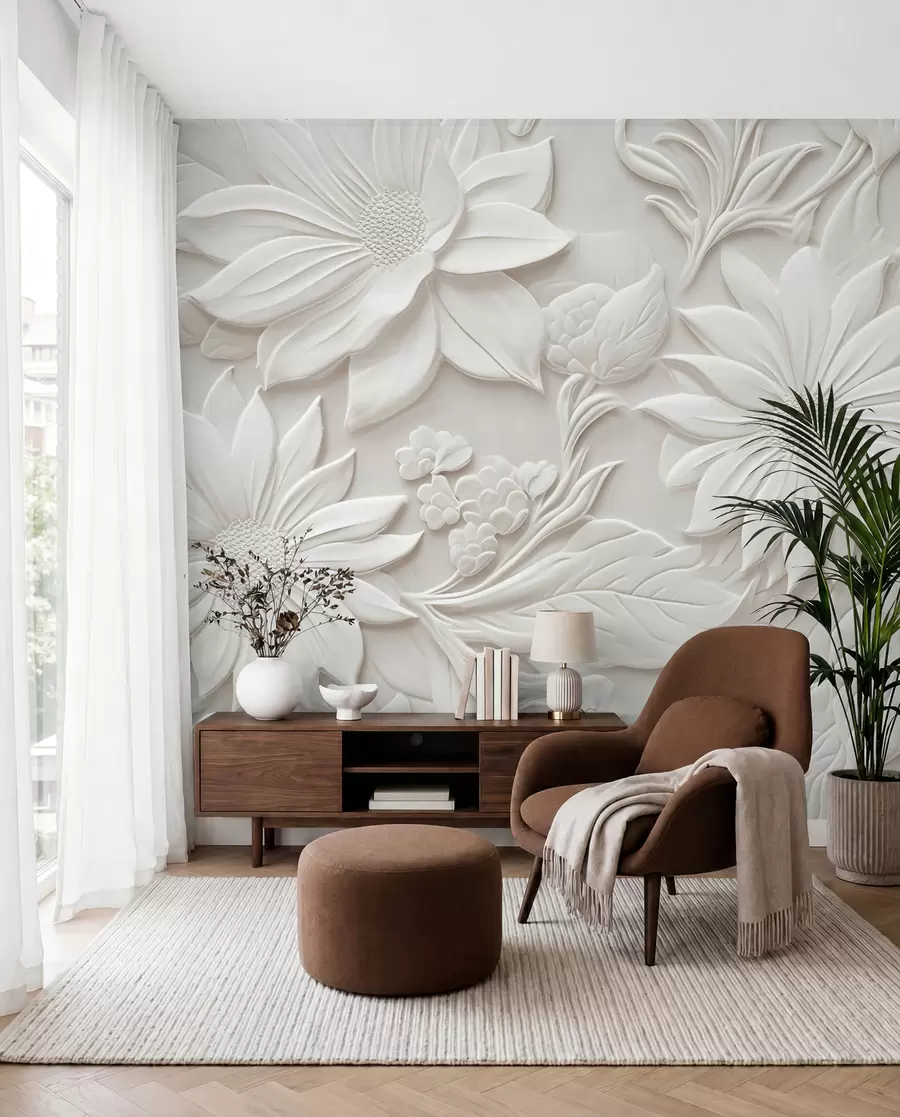 murais de parede Flores em relevo u96695