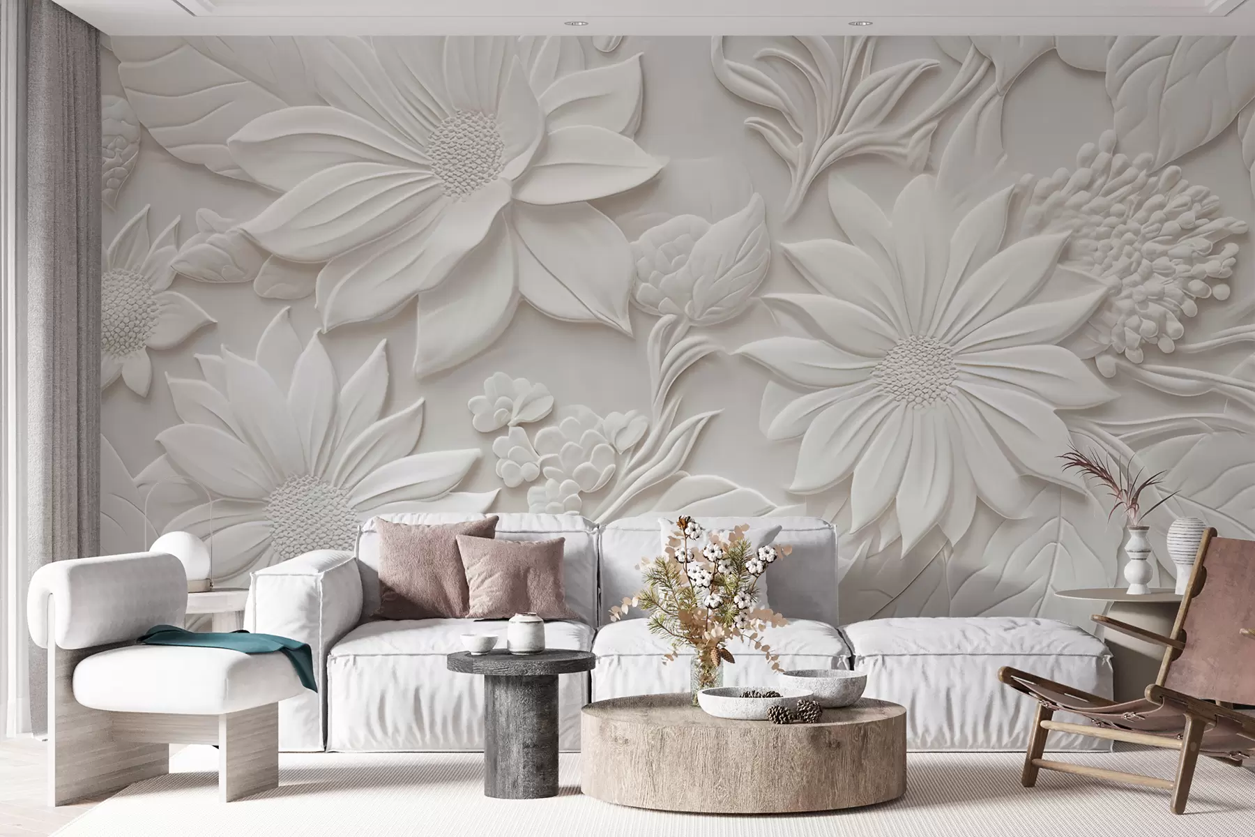 murais de parede flores em 3D u96695
