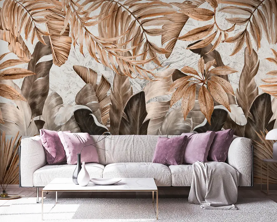 murais de parede Folhas tropicais em estilo loft u95674