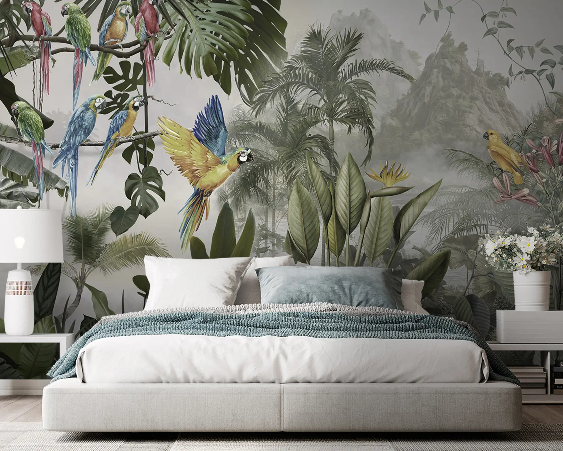 murais de parede Papagaios na floresta tropical u95693