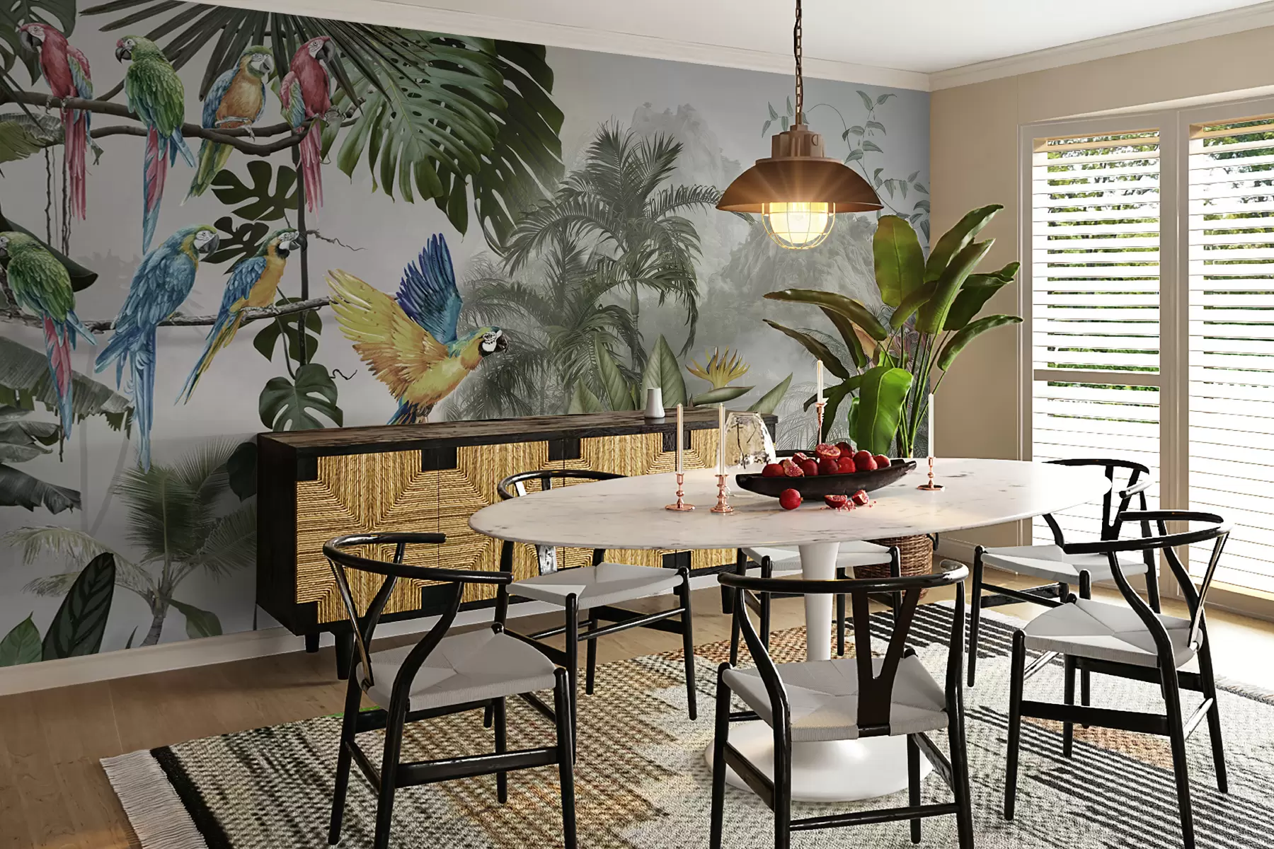 murais de parede Papagaios na floresta tropical u95693