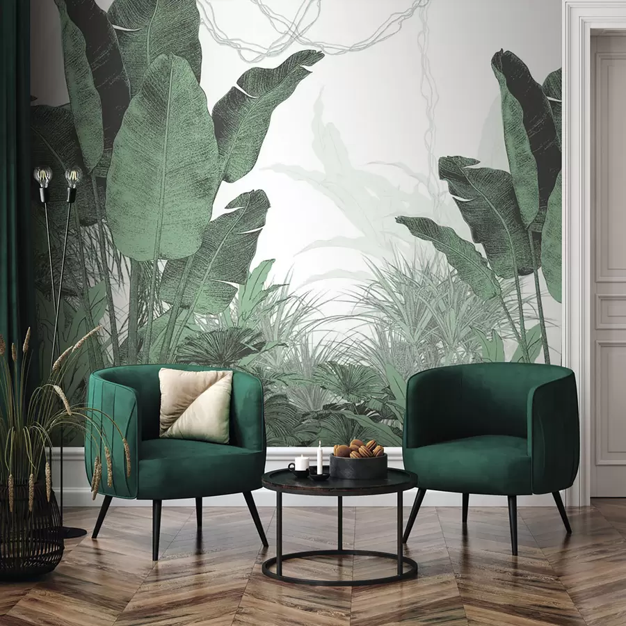 murais de parede Folhas de bananeira verde e matagais tropicais u96731