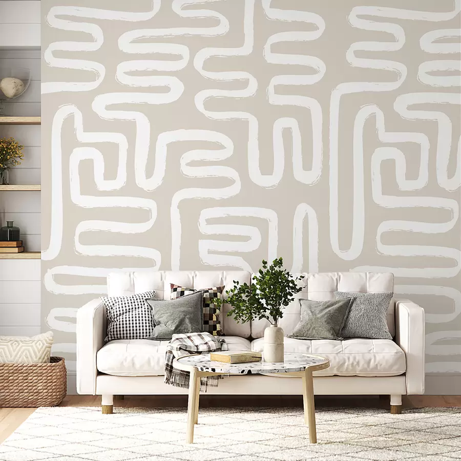 murais de parede Labirinto abstrato em tons pastel u96457
