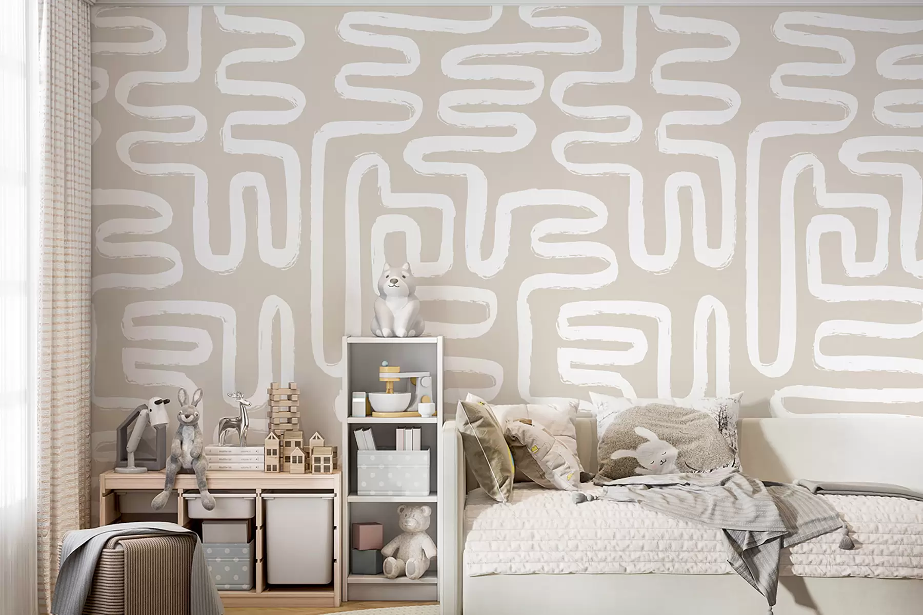 murais de parede Labirinto abstrato em tons pastel u96457